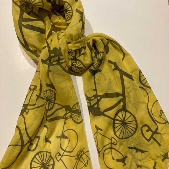 🛍 Vintage Bicycle Print Long Cotton Scarf - Picture 3 of 3